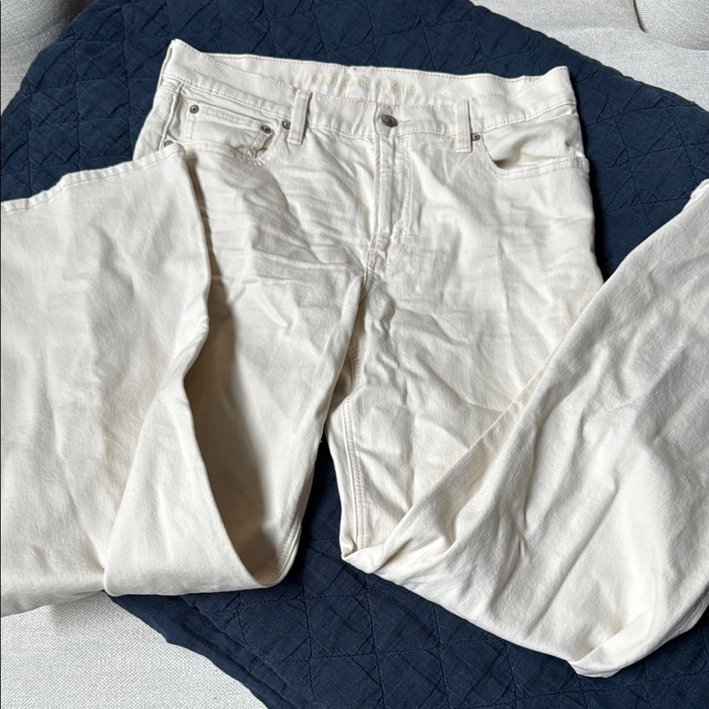 American Eagle Outfitters Cream Wide Leg Pants